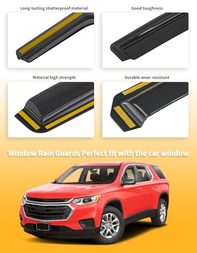 in-Channel Window Rain Guards Fit for Chevy Chevrolet Traverse 2018 2019 2020 2021 2022 2023, Extra Durable Window Visors Window Deflectors Vent Visors Vent Shades Car Accessories-4 pcs - size: Fit for 2018-2023 Chevy Traverse
