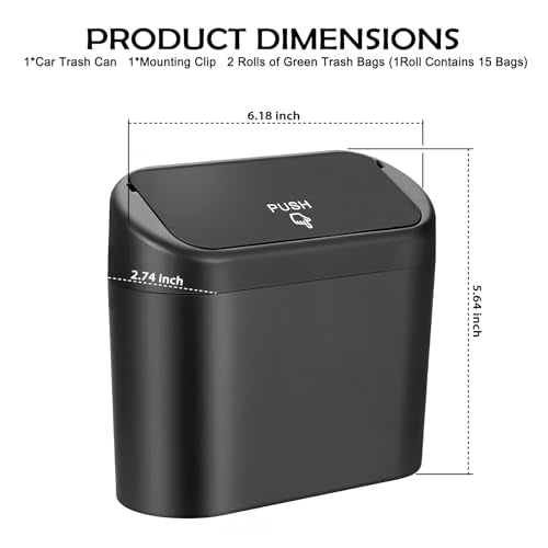 Upgraded Car Trash Cans with Lid & Light,Leakproof Car Trash Bin with 30 Trashes Bags for Door/Seat Backs,Multifunctional Cars Garbage Can as Cars Organizer for Most Vehicles
