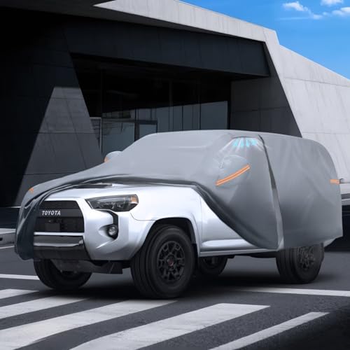 Waterproof Toyota 4Runner(2002-2026) Car Cover with Breathable Vents, [2026 Upgrade] Premium Covers with Cotton Liner and Zipper Door, Sun Rain Snow Dust Uv Protection.(Gift with Towel) - color: SUV Car Cover, size: Custom Fit Toyota 4Runner+Towel+Bag