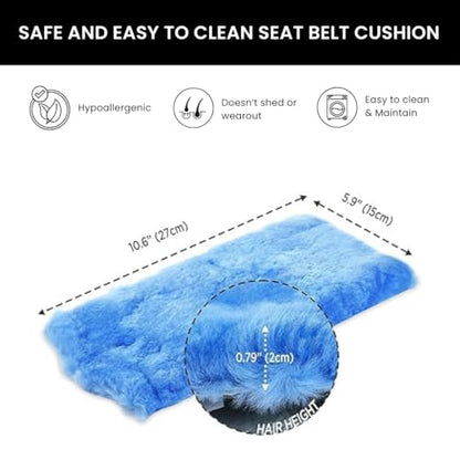 Andalus Genuine Sheepskin Car Seat Belt Cover Pad – Soft Fuzzy, Comfy Fluffy Seatbelt Covers, Shoulder Pad Neck Cushion Protector, Car Accessories for Woman, Man, Girl (Sky Blue, 2-Pack) - color: Sky Blue