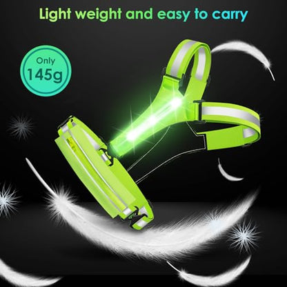 LED Reflective Light Up Safety Running Vest for Biking Walking at Night, LOYAL SEA High Visible Adjustable Running Light for Runners Rechargeable with Pouch, Reflective Running Belt Gear for Men Women