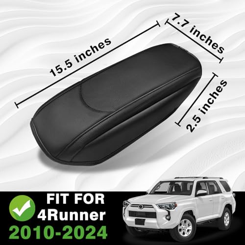 Muslogy Center Console Armrest Cover Fit for Toyota 4Runner 2010-2024 Accessories, Comfort Armrest Pad Console Lid Cushion Vegan Leather Regular Thick - size: 18) 10-24 |4Runner| Regular