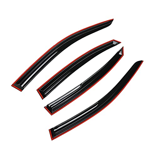 4pcs Smoke Tinted Tape-On Side Window Visor Rain Guards Designed for Kia Forte 2019 2020 2021 2022 2023 EX FE GT LINE LXS Shatterproof Window Deflectors 4 pcs - size: 2019-2023 Kia Forte