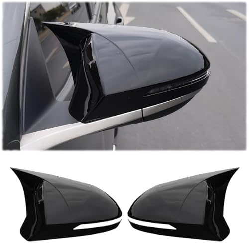 MUXEE 2PCS New Sports Rear Mirror Cover Caps for Hyundai Tucson 2022 2023 2024 2025 ABS Side Door Wing Mirror Cap Covers Exterior car Accessories -Bright Black（Suitable for Models with Turn Signals - color: bright black