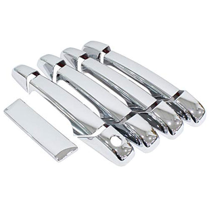NewYall Pack of 4 Chrome Exterior Outside Outer Door Handle and 2 Upper Half Mirror and Trunk Liftgate Tailgate Handle Cover for Chevrolet Silverado 2007-2014