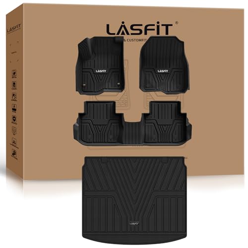 LASFIT Floor Mats and Cargo Liner for Honda CR-V 2026 2025 2024 2023 (Gasoline & Hybrid & e:FCEV), All Weather TPE Car Trunk Mat (Upper Position), 1st & 2nd Row & Trunk Liner Full Set Black - style: 1）For Honda CR-V | 2023-2026 | Combo Set (Upper Position