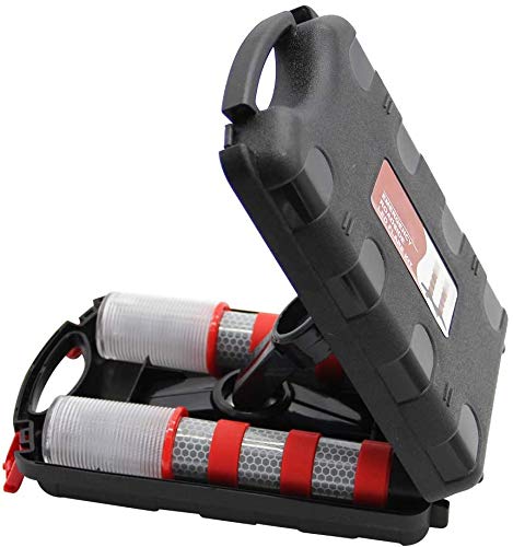 Twinkle Star Emergency Roadside Flares Kit LED Safety Strobe Road Warning Light Highway Beacon Alert Flare with Magnetic Base, Detachable Stand, Solid Storage Case (Set of 4) - color: Gray, size: 4 Sets