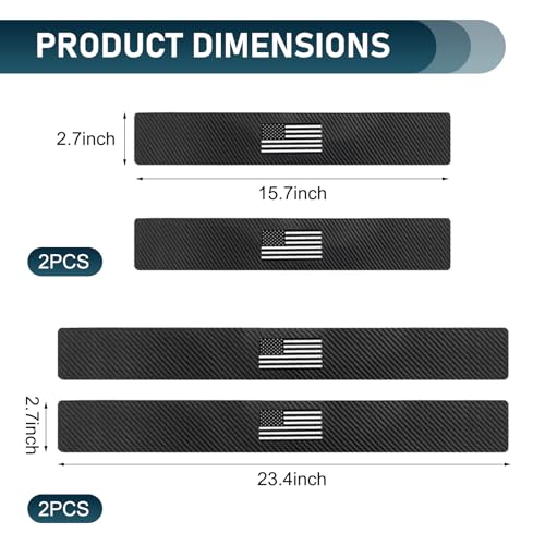 4 PCS Car Door Sill Protector, Carbon Fiber American Flag Threshold Guard Strip, Anti-Scratch & Waterproof Car Door Edge Protection Decals, Universal for Most Sedans, Trucks, SUVs (Black)