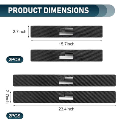 4 PCS Car Door Sill Protector, Carbon Fiber American Flag Threshold Guard Strip, Anti-Scratch & Waterproof Car Door Edge Protection Decals, Universal for Most Sedans, Trucks, SUVs (Black)