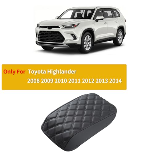 GIANT PANDA Custom Center Console Cover Fit for Toyota Highlander 2008 2009 2010 2011 2012 2013 2014,Waterproof-Anti-Scratch,Faux Leather Armrest Center Cover - Full Protection - Black - color: Highlander 2008-2014, size: Highlander