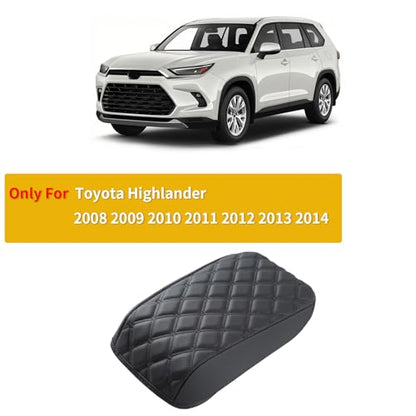 GIANT PANDA Custom Center Console Cover Fit for Toyota Highlander 2008 2009 2010 2011 2012 2013 2014,Waterproof-Anti-Scratch,Faux Leather Armrest Center Cover - Full Protection - Black - color: Highlander 2008-2014, size: Highlander