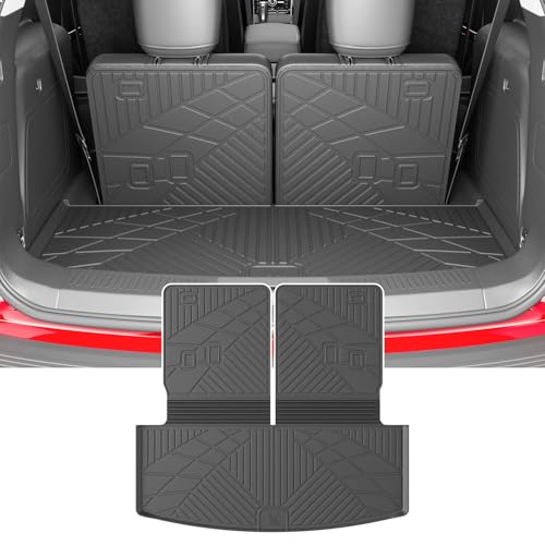 powoq 6&7 Seats Cargo Mat Compatible with 2020-2026 Ford Explorer Cargo Liner Back Seat Protector Trunk Mat TPE Replacement for 2020-2026 Ford Explorer Accessories (Trunk Mat with Backrest Mats) - size: Compatible with Ford Explorer 6&7 Seat | 2020-2026