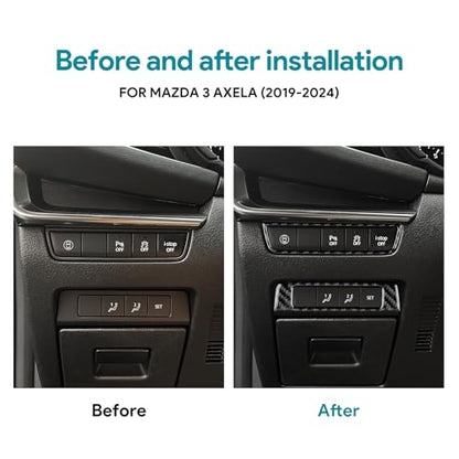 AIRSPEED Carbon Fiber for Mazda 3 Axela 2019-2025 Driver Side Center Console Button Frame Cover Interior Trim Accessory, Black - color: Driver Side Button Frame
