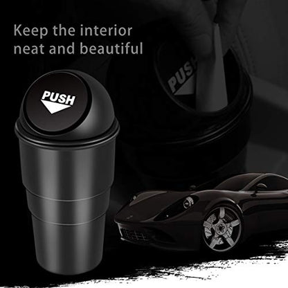 Cup Holder Trash can for car with Lid, Mini Garbage Cans for Back seat Leakproof Vehicle Automotive Cup Holder Car trashcan, Small Trash Bin for Automotive Office Home Kitchen (CARH1347A) - color: Black