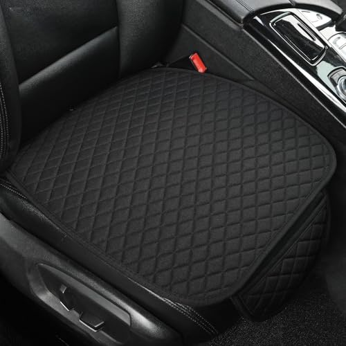 West Llama Linen Car Seat Covers,Bottom Seat Covers for Cars Include 2 Piece Front Driver Seat Pad Mat Universal Fits 90% Vehicles,SUVs,Cars,Sedans(2Piece-Black) - color: B-Black, size: 2 Front Bottom Seat Covers