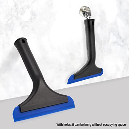 Gomake Small Silicone Squeegee Window Shower Squeegee Tool,Auto Water Blade for Car Windshield, Window, Mirror, Glass Door,Bathroom - color: Black+ Blue