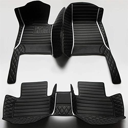 All-Weather car Floor Mats-Suitable for 98% of car Models Watherproof Leather car Floor mat (Black and Black with White bar) - color: Black and Black with white bar