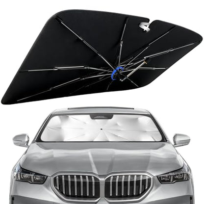 Windshield Sun Shade for BMW 5 Series 2018-2026 with 360° Rotating Shaft, Custom Fit Umbrella Sunshade for UV Blocking, Interior Heat Protection, Easy Storage - size: Fit for BMW 5 Series 2018-2026