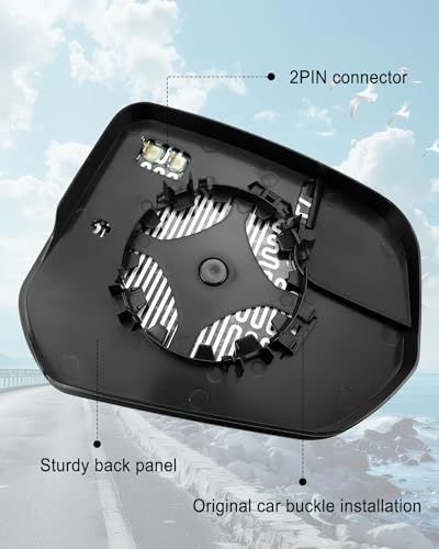 Heated Mirror Glass with Holder and Blind Glass Replace DT1Z17K707H FO1324168, Driver Left Side Mirror Fit for Ford Transit 2014-2023 - size: Driver Side