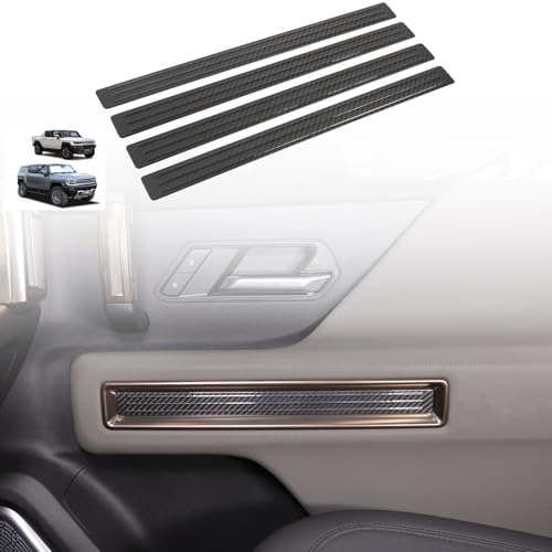 Car Interior Door Panel Trim Sticker for Hummer EV Accessories,Genuine Carbon Fiber 4-Inner Side Door Handle Panel Trim Molding Kit Compatible with Hummer EV SUV Truck 2022 2023 2024 2025+ (Black)