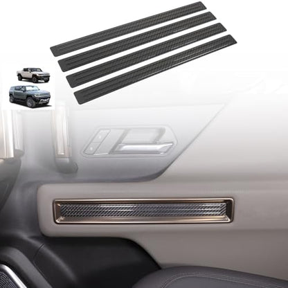 Car Interior Door Panel Trim Sticker for Hummer EV Accessories,Genuine Carbon Fiber 4-Inner Side Door Handle Panel Trim Molding Kit Compatible with Hummer EV SUV Truck 2022 2023 2024 2025+ (Black)