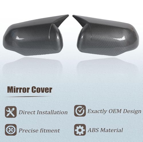 AUCERAMIC Stick-on Mirror Cover Caps Fit 2022-2024 for Toyota Tundra 2023-2024 for Sequoia 3.4L Door Side View Mirror Back Cover Cap Overlay (Carbon Fiber) - style: Carbon Fiber