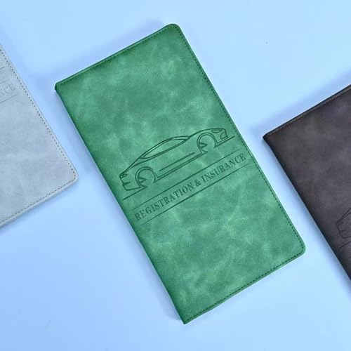 Car Accessories Registration and Insurance Holder,Leather Essential Card Magnetic Shut Vehicle Glove Box Organizer Case for Auto Driver License Document Truck Motorcycle Boat-Green - color: Green