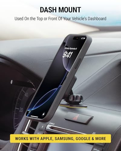 Scosche MAGKIT MagicMount Magnetic Car Phone Mount for Dashboard, 360° Adjustable Magnet Head, Universal Cell Phone Holder for Car, Compatible with iPhone, Samsung, and All Devices (Pack of 2) - size: 2 Pack, style: Dash