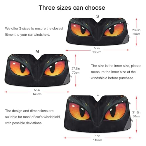 Windshield Sun Shade Red Evil Cat Eyes Front Window Block UV Shades Visor Reflective Retractable for Car SUV Trucks - color: B007