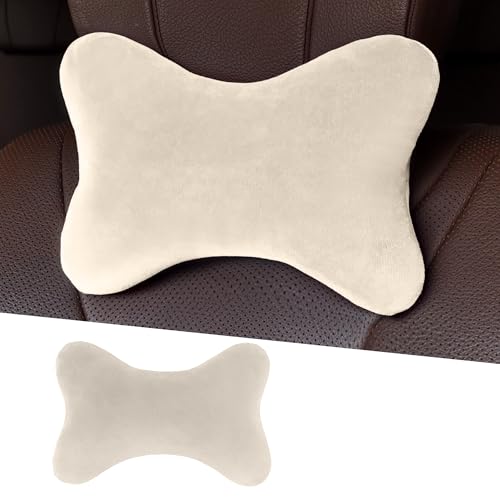 Car Headrest Pillow, Soft Comfortable Memory Foam Automotive Neck Pillow Cushion for Neck Pain Pressure Relief, Universal Fit (Beige) - color: Beige