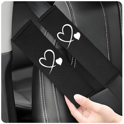 2pack Soft Seat Belt Cover Cute Print Seatbelt Pads for a More Comfortable Driving Compatible with Cars and Backpack (Pink Heart) - color: Pink heart