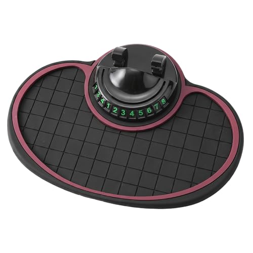 Multifunction Car Anti-Slip Mat, Non-Slip Dashboard Mat with 360° Rotating Phone Holder Temporary Parking Number Plate, Dashboard Grip Pad (Black) - color: Black