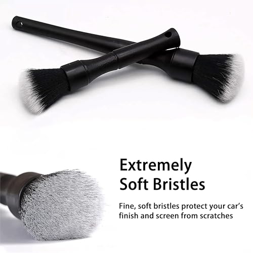 Ultra-Soft Car Detailing Brush Set, Scratch-Free Cleaning Brushes for Interior and Exterior, Air Vents, Dashboard, Wheels, Engine Bay, and Leather Surfaces - size: 2 PCS