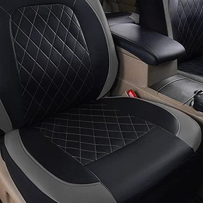 Universal Deluxe Pu Luxury Vinyl Faux Leather Car Seat Covers Full Set, Airbag Compatible, Breathable, Fit for Most Sedans, Vans, SUVs (Black and Gray) - color: Gray, size: Full Set