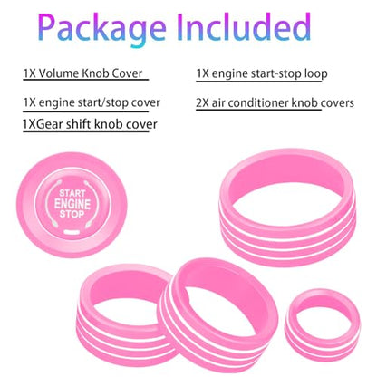 for 2025 2026 Chevrolet Equinox（No Equinox EV） Aluminum Interior Trim Accessories, Including air Conditioning Volume Controls, Shift Switch, and Starter knob Cover/Ring. (Pink) - color: pink