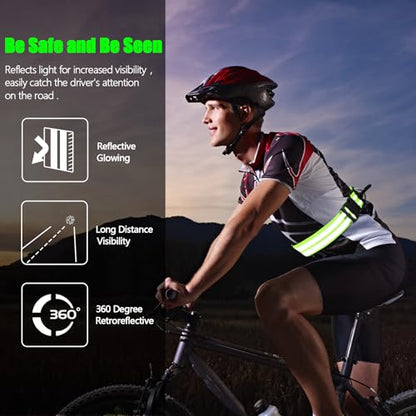 Saintrygo Reflective Sash for Walking at Night Running Gear Safety Reflective High Visibility Jacket Adjustable Sash for Walking Cycling at Night - color: Fluorescent Green,Purple