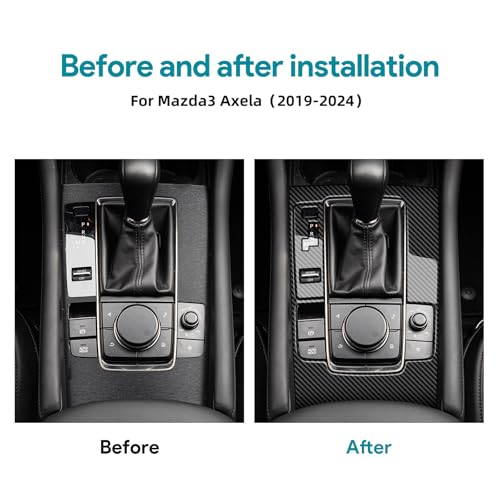 AIRSPEED Carbon Fiber for Mazda 3 Axela 2019-2025 Center Console Gear Shift Panel Cover Interior Trim Accessory, Automatic Transmission, Black - color: Automatic Transmission Gear Shift Panel