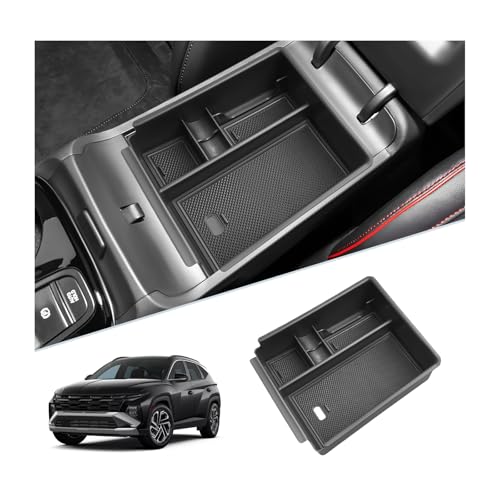 SKTU for 2025 2026 Hyundai Tucson Center Console Organizer for 2025 2026 Hyundai Tucson (SE/SEL/XRT) Console Tray 2025 2026 Tucson Accessories Insert ABS Armrest Storage Box with Coin Holder (Black) - color: 2025 2026 Tucson (SE/SEL/XRT) Black