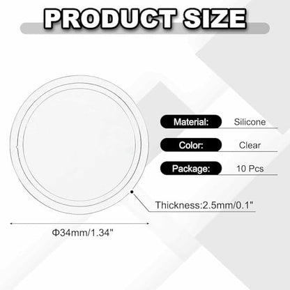 10 Pcs Round Anti-Slip Mat, 1.34" Diameter Phone Grip Pad Non-Slip Silicone Mat Anti-Skid Holder for Phone Keys Sunglasses Electronic Devices, Clear - color: Clear, size: 1.34"