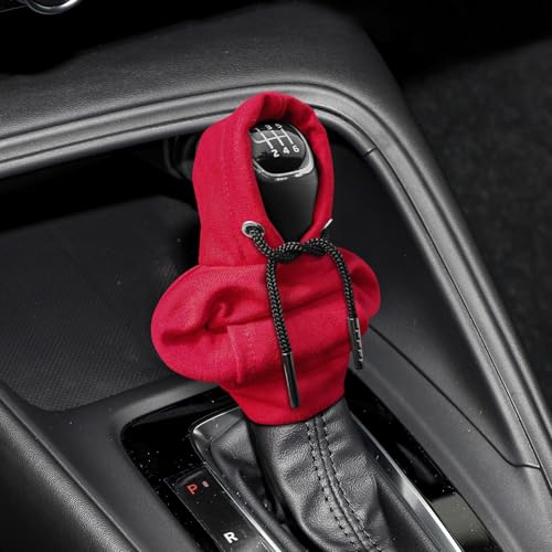 Gear Shift Hoodie, Shifter Hoodie, Funny Car Gear Shift Protector Cover, Automotive Interior Cute Gadgets Fashionable Mini Sweater Shifter Stick Knob Cover Universal for Most Vehicles (Red) - color: Red