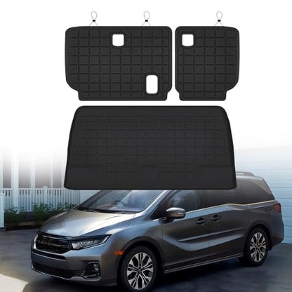 Cargo Mat for 2011-2025 2026 Honda Odyssey & Backrest Mat,TPE All Weather Protection Car Trunk mat Covering The Backrest Accessories - Black - size: 2011-2026 Odyssey Cargo Mat