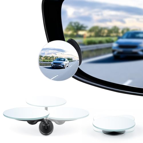 LivTee Blind Spot Mirrors, 2" Round HD Glass Frameless 360° Adjustable Convex Rear View Mirrors with Wide Angle Stick, Exterior Accessories for Cars, SUVs and Trucks, 2 Pack - color: Round, size: Adhesive Mount