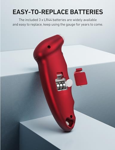 AstroAI Digital Tire Pressure Gauge 0-150PSI Calibrated to ANSI B40.7 +/-1PSI, Accurate in 0.1 Increments, Tire Repair Tools 4 Pressure Measurements for Car Truck with Backlight LCD, Red - color: Red