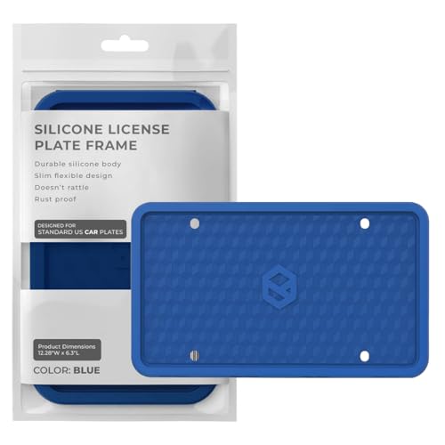 Rightcar Solutions Car Plate Frame, Silicone License Plate Frame, Rust-Proof Rattle-Proof Weather-Proof License Plate Holder for Front or Rear, Blue, 1 Pack - color: Blue