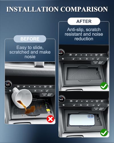 BIBIBO 2026 Outback Center Console Organizer for 2026 Subaru Outback(Premium,Limited,Touring,Wilderness,Limited XT,Touring XT) Insert Silicone Wireless Charging Mat - color: Black- Wireless Charging Mat
