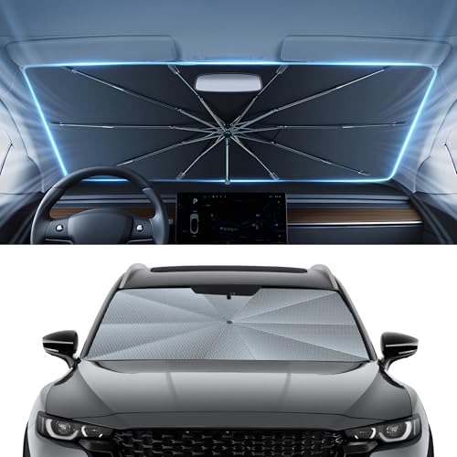 Autorder Windshield Sun Shade Umbrella for 2023-2026 Mazda CX-50 CX50 Accessories,Upgraded Ice Crystal Material,Easy Setup Umbrella Sunshade for Car Windshield,100% Sun Blocking - size: Mazda CX-50 2023-Present