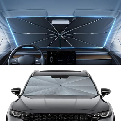 Autorder Windshield Sun Shade Umbrella for 2023-2026 Mazda CX-50 CX50 Accessories,Upgraded Ice Crystal Material,Easy Setup Umbrella Sunshade for Car Windshield,100% Sun Blocking - size: Mazda CX-50 2023-Present