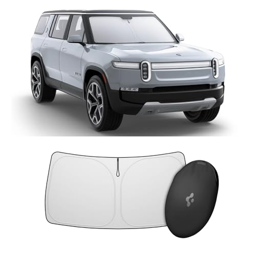 Spigen Triple-Coated CryoShade Front Windshield Sunshade (Reinforced Velcro Strap) Designed for Rivian R1T & R1S - size: Rivian R1s/R1t