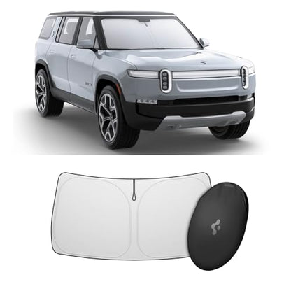 Spigen Triple-Coated CryoShade Front Windshield Sunshade (Reinforced Velcro Strap) Designed for Rivian R1T & R1S - size: Rivian R1s/R1t