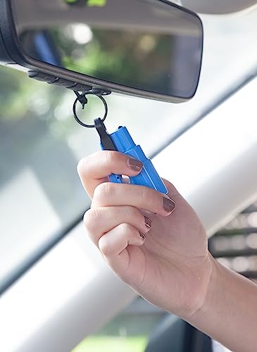RESQME The Original Emergency Keychain Car Escape Tool, 2-in-1 Seatbelt Cutter and Window Breaker, Made in USA, Family Pack of 3 - Blue, Pink, Yellow -Compact Emergency Hammer - color: Blue, Pink, Yellow